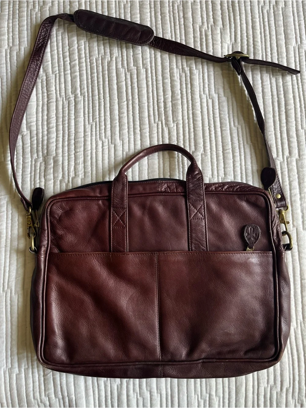 Frye Leather Briefcase Computer Shoulder Bag - Dark Brown